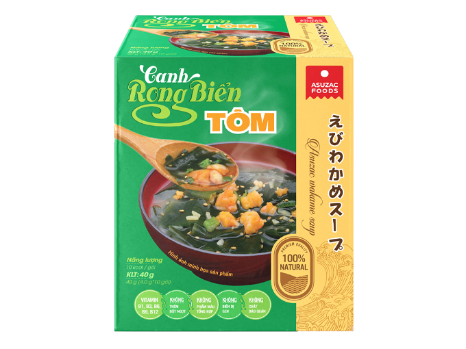 Thùng Canh rong biển tôm Asuzac 12 hộp (120 gói x 4g)