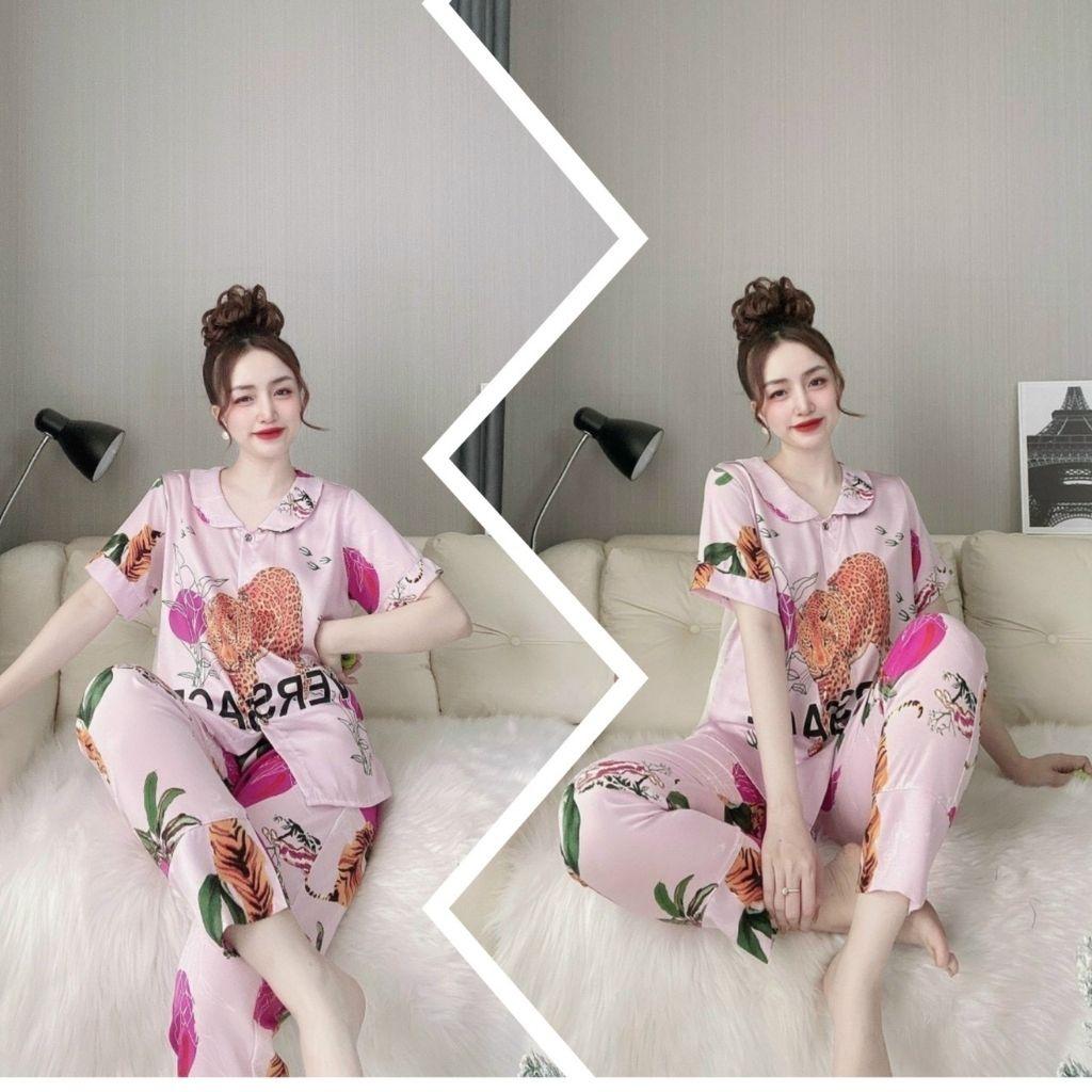 Đồ Ngủ Pijama Đồ Ngủ nữ lụa Latin thiết kế cao cấp mềm mại xinh xắn&lt;60kg