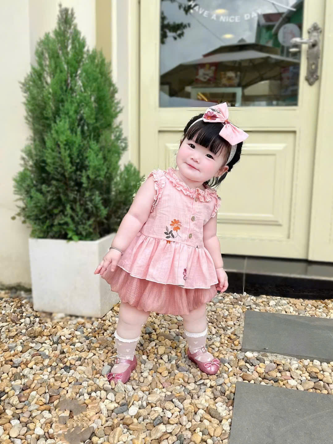 Set Bộ Áo Sát Nách Viền Bèo Thêu Hoa Quần Đùi Bí Cho Bé Gái Sơ Sinh 1 2 Tuổi Từ 3-11kg Dành Cho Bé Gái