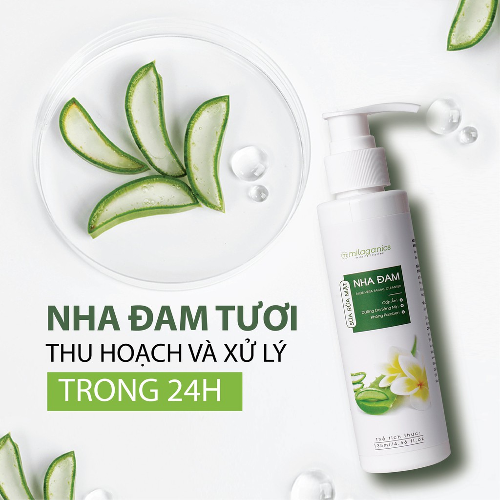 Sữa rửa mặt nha đam Milaganics 30ml