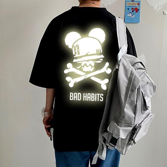 Áo Thun Phản Quang Nam Nữ In hình BAD HABITS , áo chất, đi đêm, đi phượt bao ngầu, nhìn đã mắt