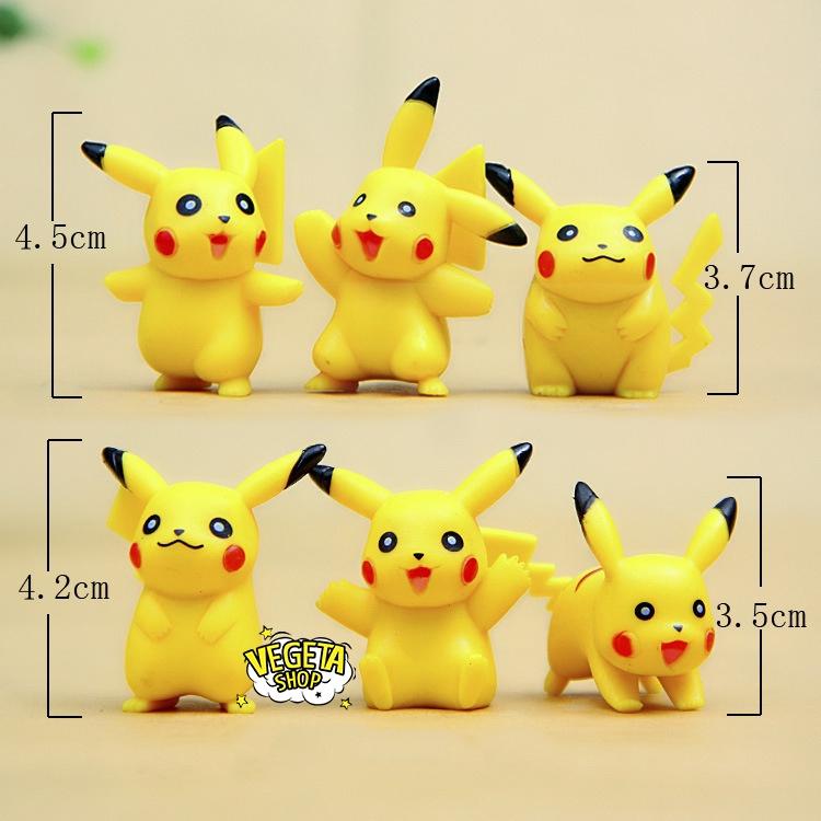 Mô hình Pikachu - Trọn bộ 6 mô hình Pikachu nguyên bản cực dễ thương - Cao khoảng 3.5 ~ 4.5cm