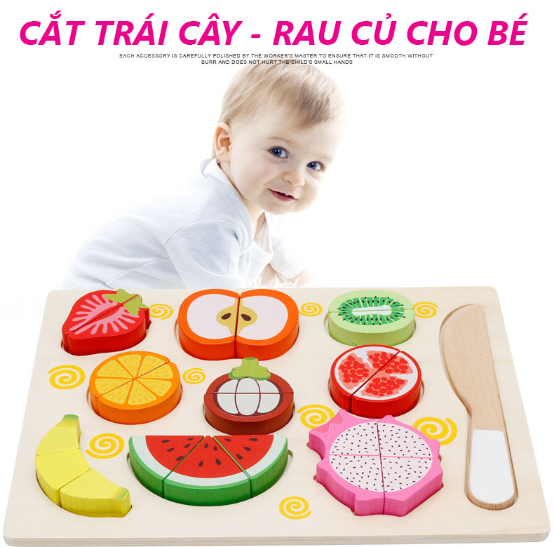 Đồ chơi cắt trái cây bằng gỗ cho bé