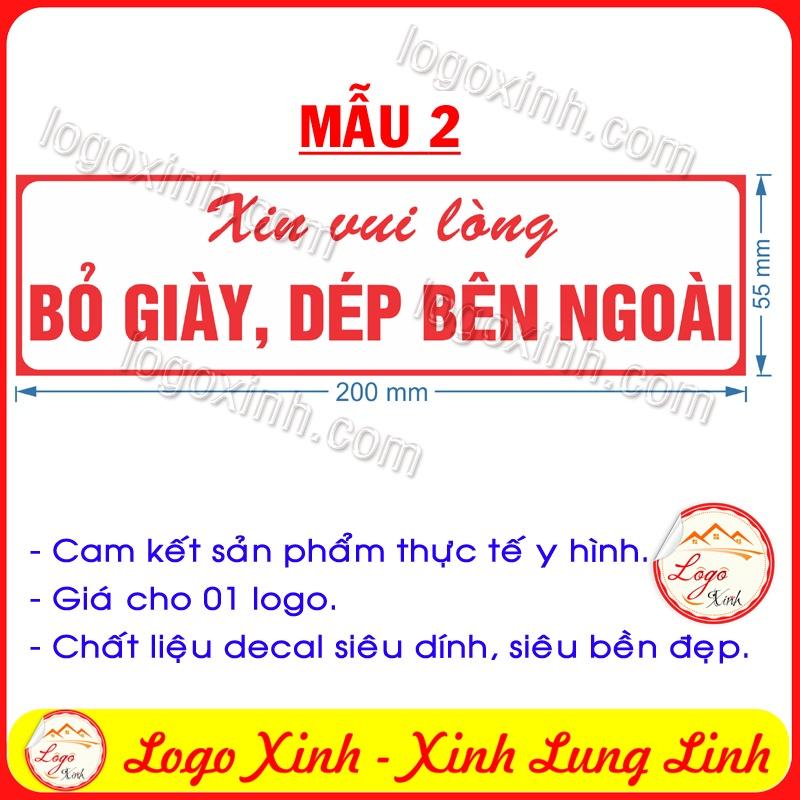 LOGO TEM STICKER NHẮC NHỞ VUI LÒNG ĐỂ GIÀY DÉP Ở NGOÀI, YÊU CẦU BỎ GIÀY DÉP BÊN NGOÀI, SHOES OFF PLEASE