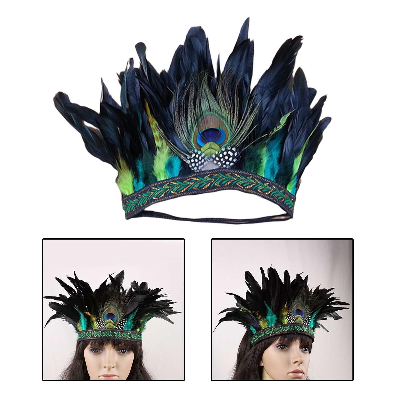 2 Pieces Feather Couple National Style Headpiece for Party Halloween Adults