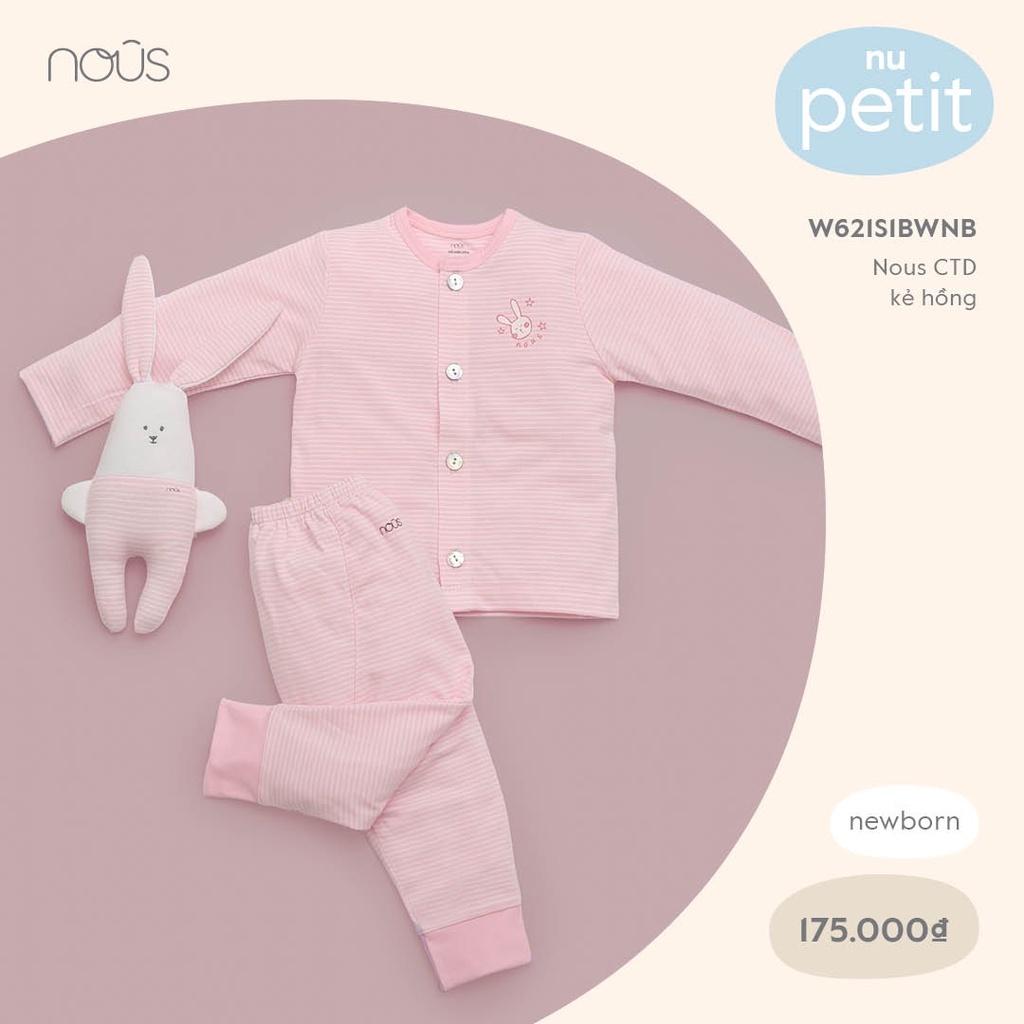 Bộ Quần Áo Sơ Sinh Nous Đồ Dài Cài Thẳng Cho Bé Chất Liệu Nu Petit (Cho bé dưới 5kg)