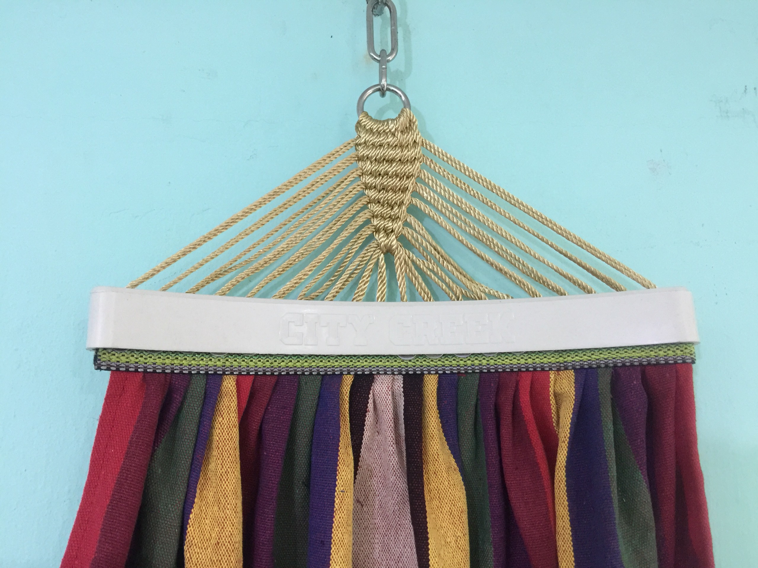 Võng vải bố sọc đỏ BAN MAI, gỗ/nhựa 40cm, không kèm khung