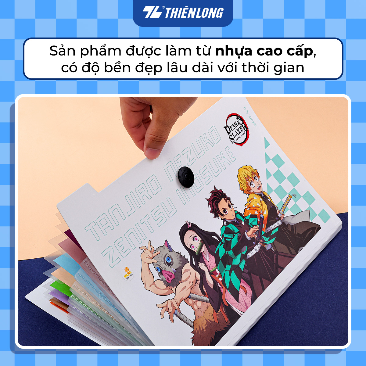 Bìa 8 ngăn hồ sơ tài liệu văn phòng - học sinh A4 Thiên Long Demon Slayer DF-006/DS