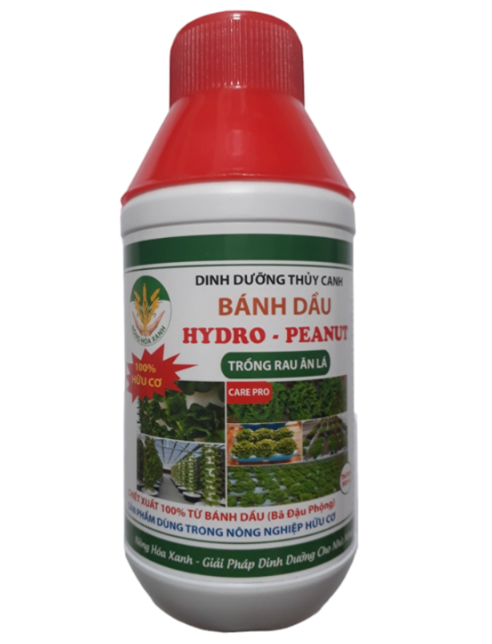 Dinh dưỡng thủy canh bánh dầu HYDRO PEANUT 100% hữu cơ cho rau ăn lá Chai 500ml