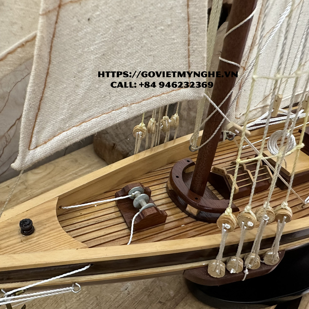 Mô hình du thuyền gỗ trang trí du thuyền Bluenose - Quà tặng thủ công mỹ nghệ trang trí-Thân tàu dài 60cm -Gỗ tự nhiên