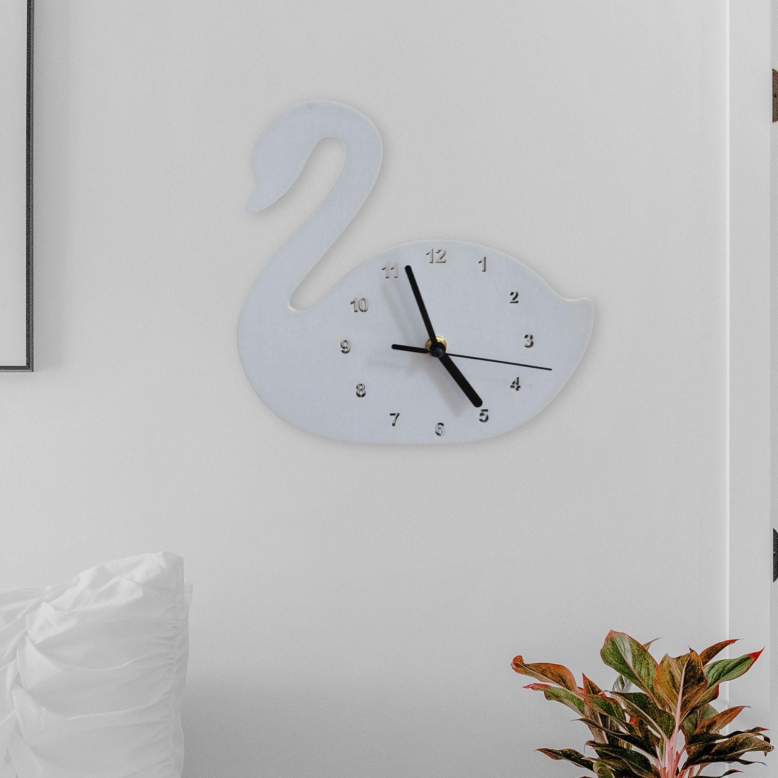 Swan Wall Clock, Lovely Silent Animal Wooden Wall Hanging Decor Cute for Office, Living Room, Bedroom, Kids Room, Home