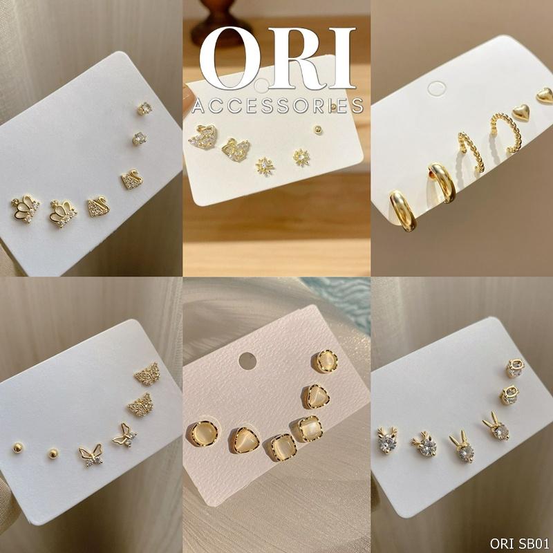 Set 3 Bông tai nữ nhiều kiểu độc đáo xinh xắn ORI ACCESSORIES SB01