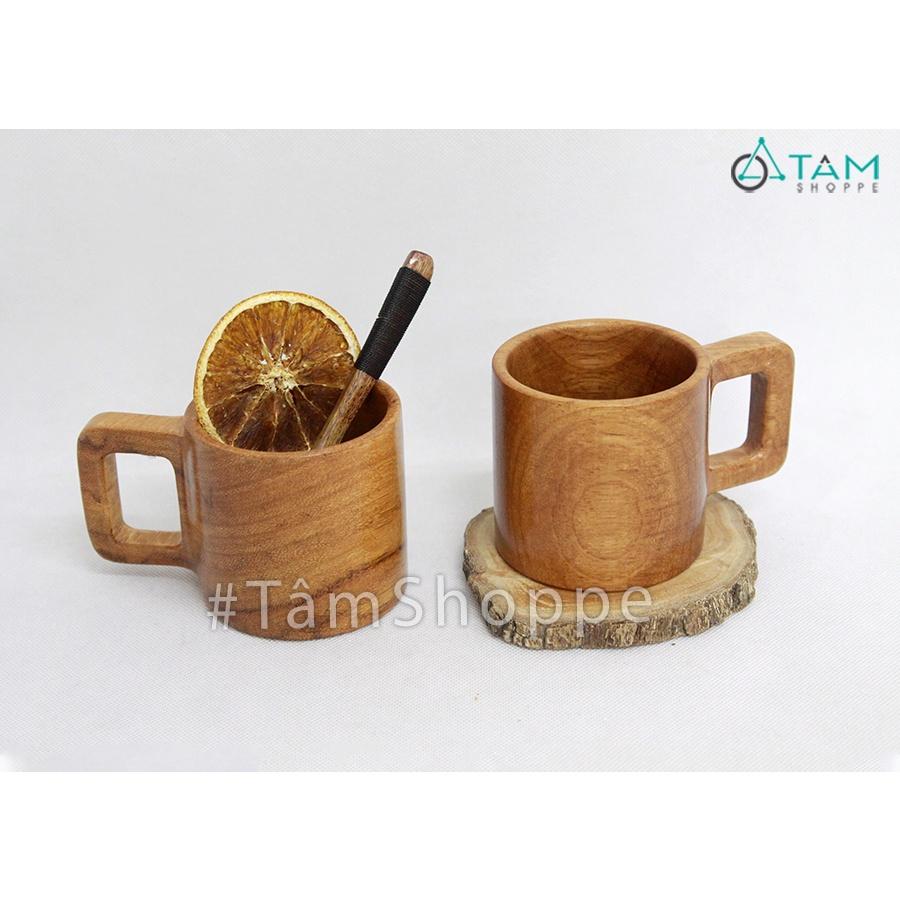 Ly cốc gỗ nguyên khối quai vuông LC-01
