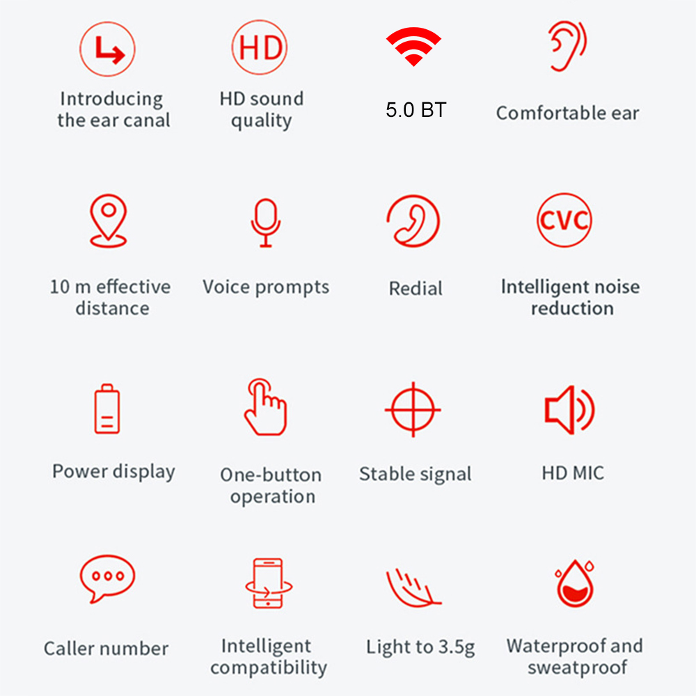 Tai Nghe Nhét Tai Không Dây Y30 Bluetooth 5.0 Mini TWS Chống Thấm Mồ Hôi Có Mic Sạc