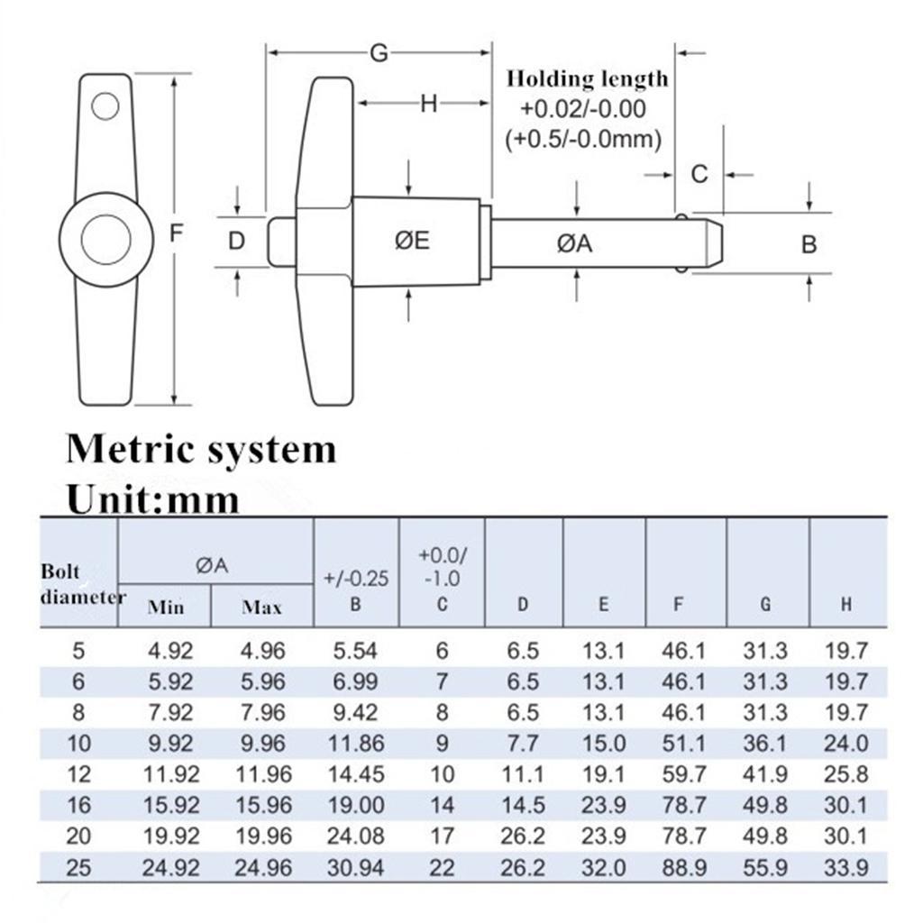 2x Stainless Steel Ball Lock Pins Quick Release Pins T Handle 6mm Dia. 25mm