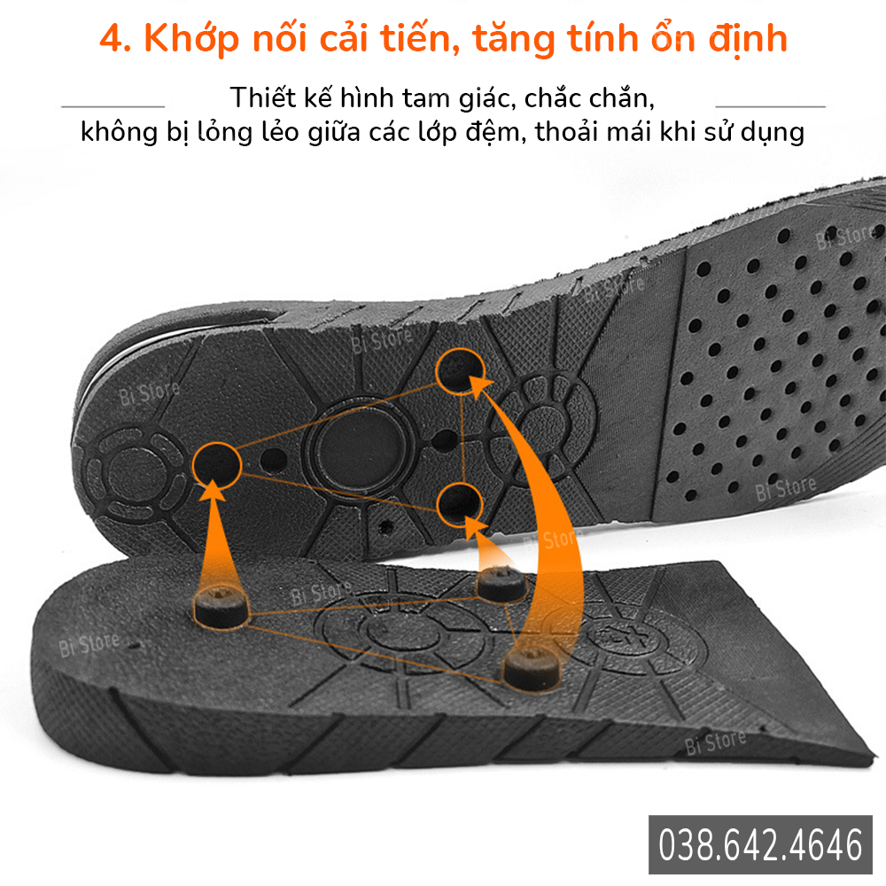 [Bán theo cặp] Lót giày tăng chiều cao 1,5 - 7,5cm có đệm khí cao cấp, thấm hút mồ hôi, thoáng khí, phù hợp với cả nam và nữ, chống trơn trượt (Cắt chỉnh size được tuỳ ý)