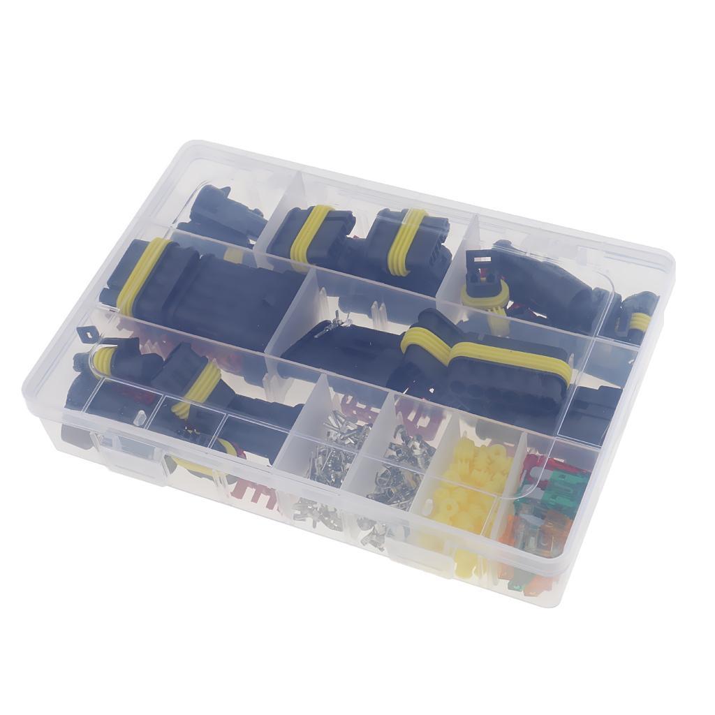 1 2 3 4 5 6 Pin Car Waterproof Electrical Terminal Wire Connector + Fuses