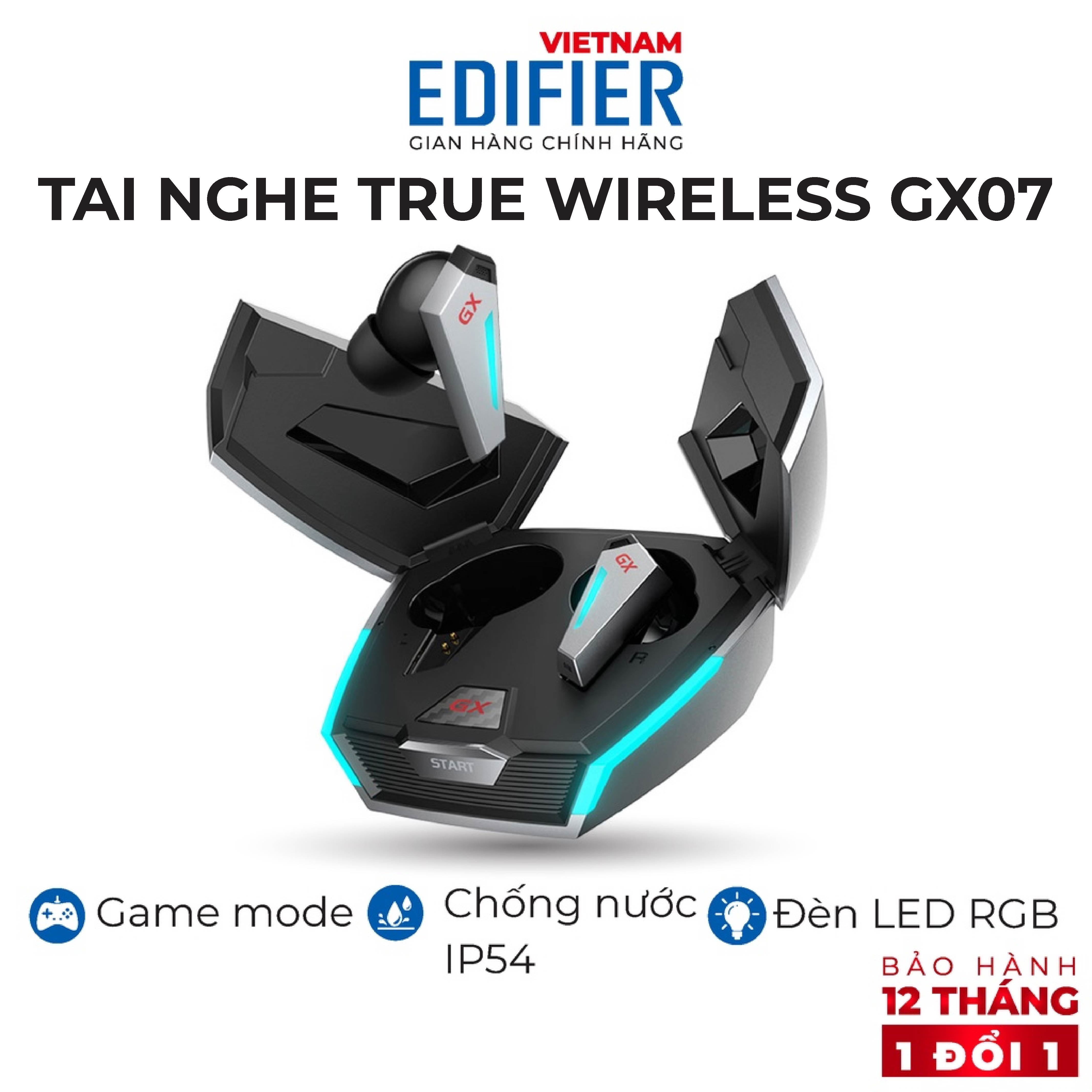 Tai nghe True Wireless Gaming EDIFIER GX07 - 26 giờ phát nhạc Khử tiếng ồn ANC - Driver 8mm, Game Mode - Hàng chính hãng