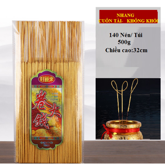 Nhang Thần Tài "Cuộn tàn-Không khói-Thân to" 290 cây/thẻ