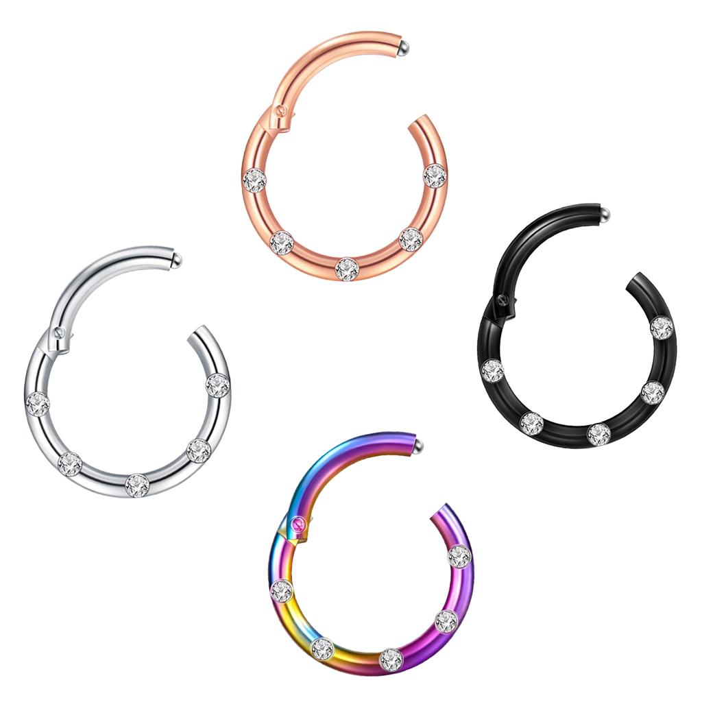 Crystal Stainless Steel Fake Septum Clicker Nose Ring Non-piercing Colorful