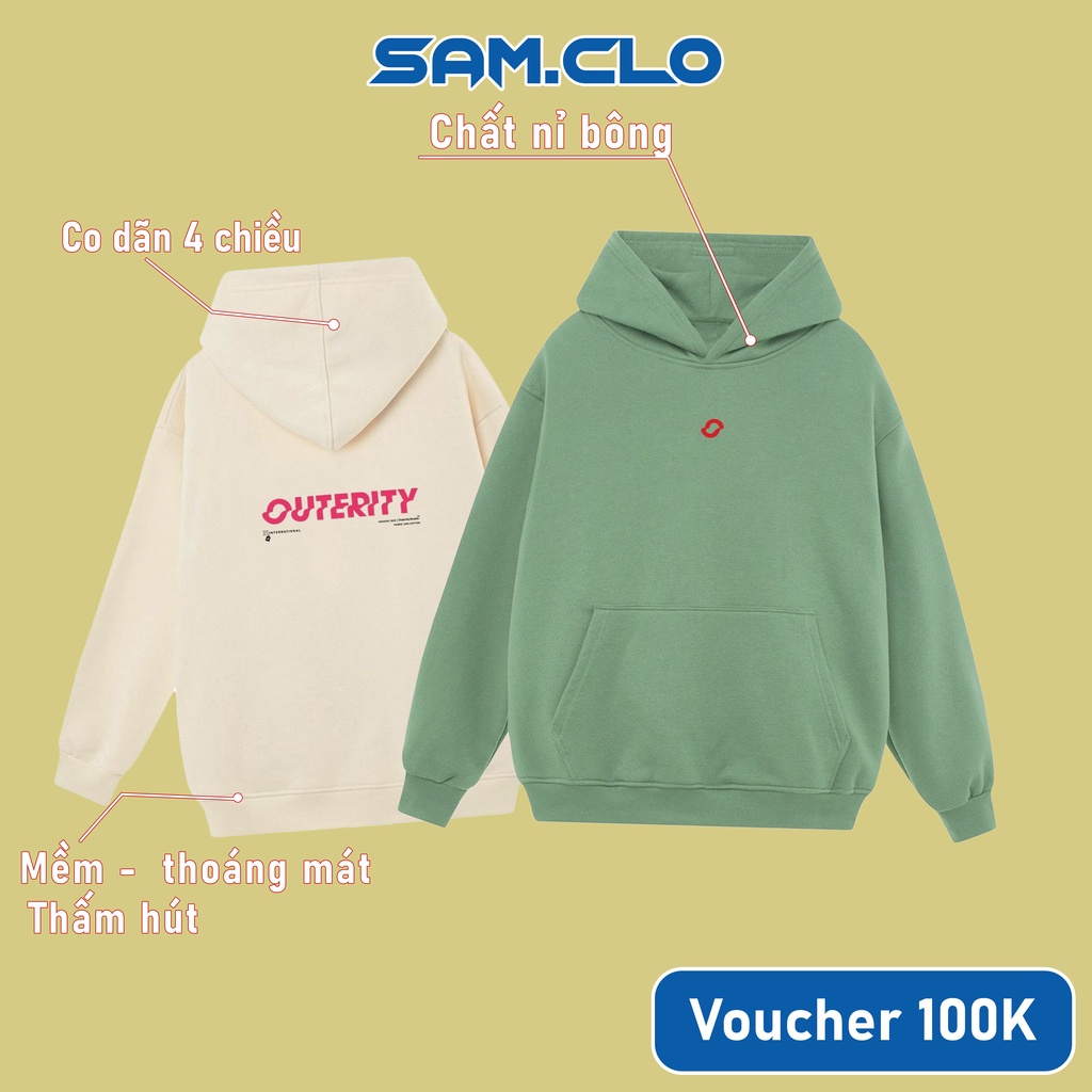 Áo khoác nỉ hoodie SAM CLO nam nữ chui có mũ tay dài thu đông freesize dáng Unisex HOODIE HÌNH TRÒN OUTERITY
