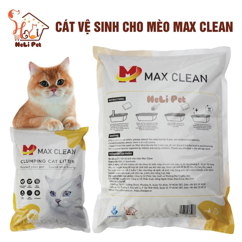 Cát Vệ Sinh Dùng Cho Máy Vệ Sinh, Máy Dọn Phân Mèo, Khay Vệ Sinh Cho Mèo Max Clean Hương CHANH 4Kg Siêu Vón Siêu Ít Bụi- HeLiPet