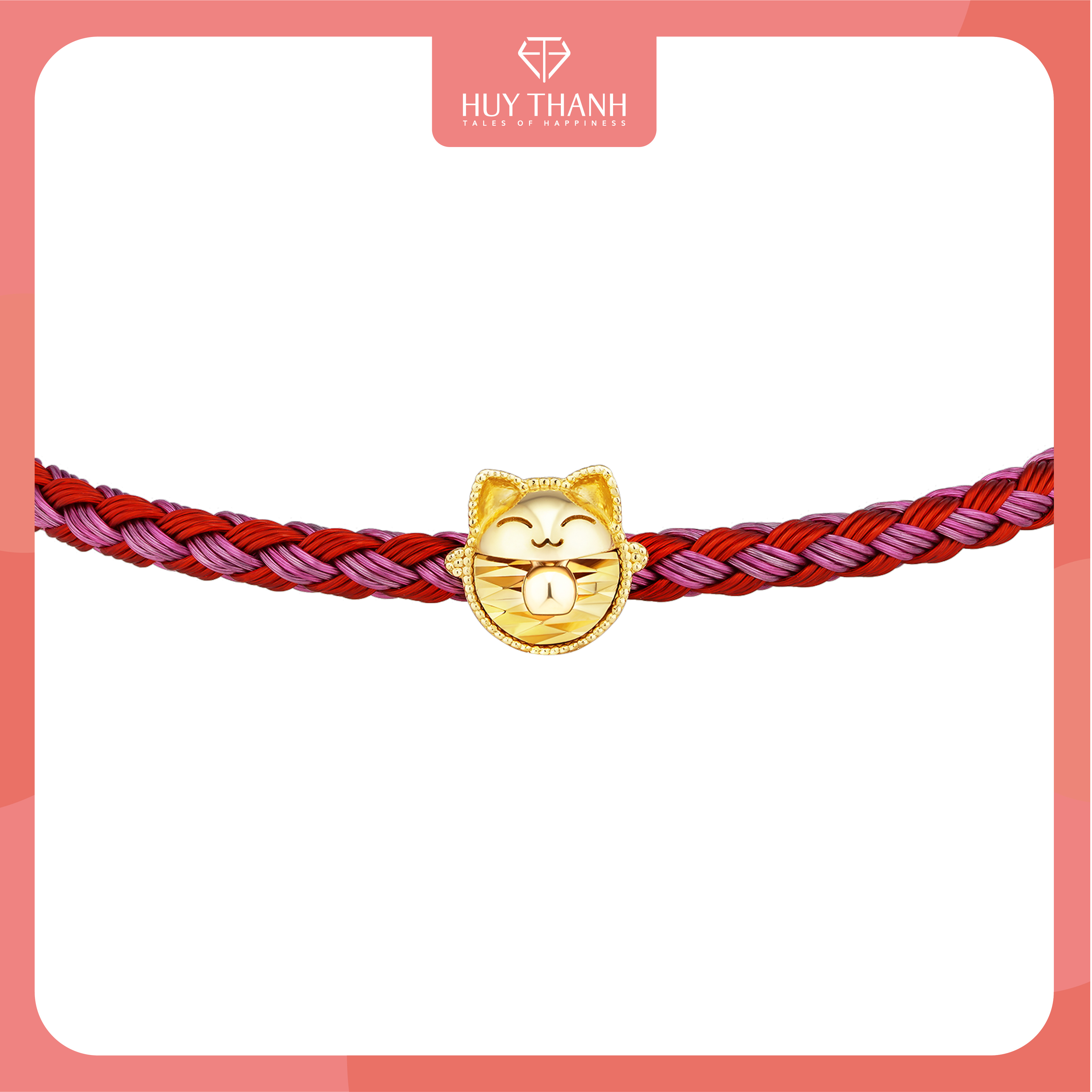 Vòng tay Mèo Đại Cát Nhỏ Vàng 14k LLF207 Huy Thanh Jewelry
