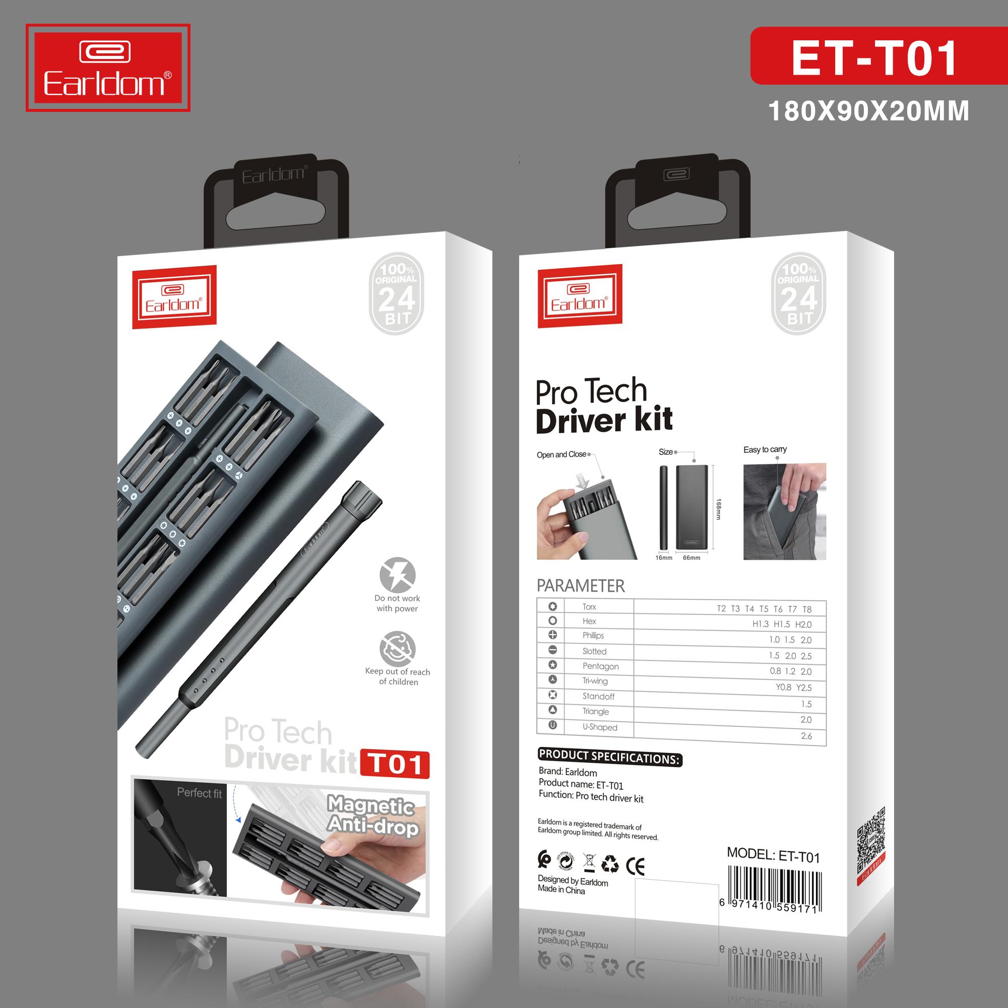 Bộ Tua Vít Bỏ Túi Đa Năng Pro Tech Driver Kit Earldom ET-T01 - Hàng Chính Hãng