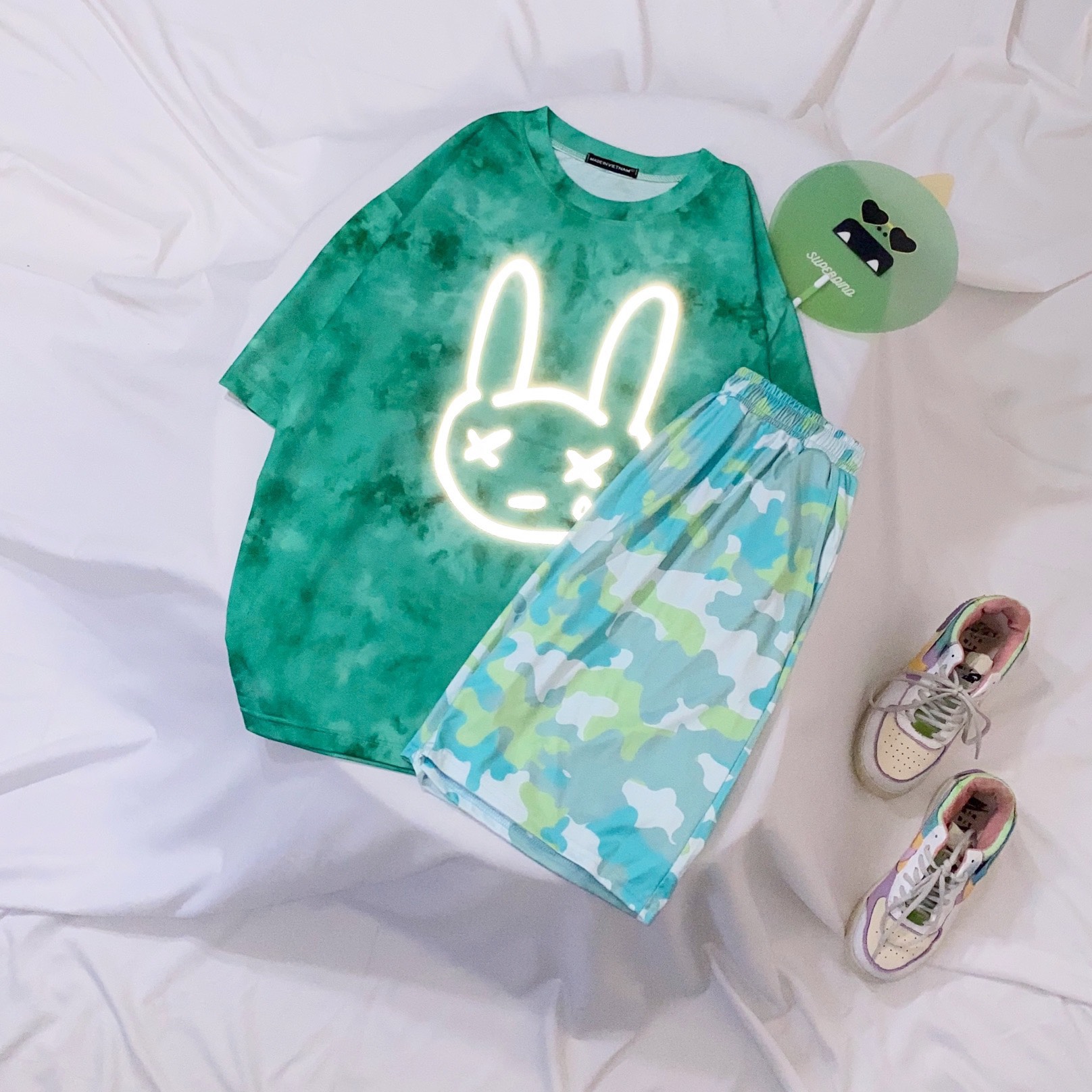 Quần Short Cartoon Unisex, Quần Đùi Hoạt Hình Loang Màu Phiên Bản Mới - MM