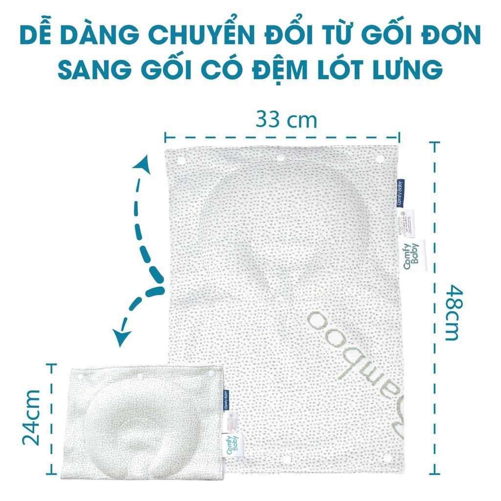 Gối lõm chống bẹt đầu cho bé sơ sinh kiêm kê tay cho bé bú - Air mesh siêu Bamboo siêu thoáng kháng khuẩn Comfybaby- N04