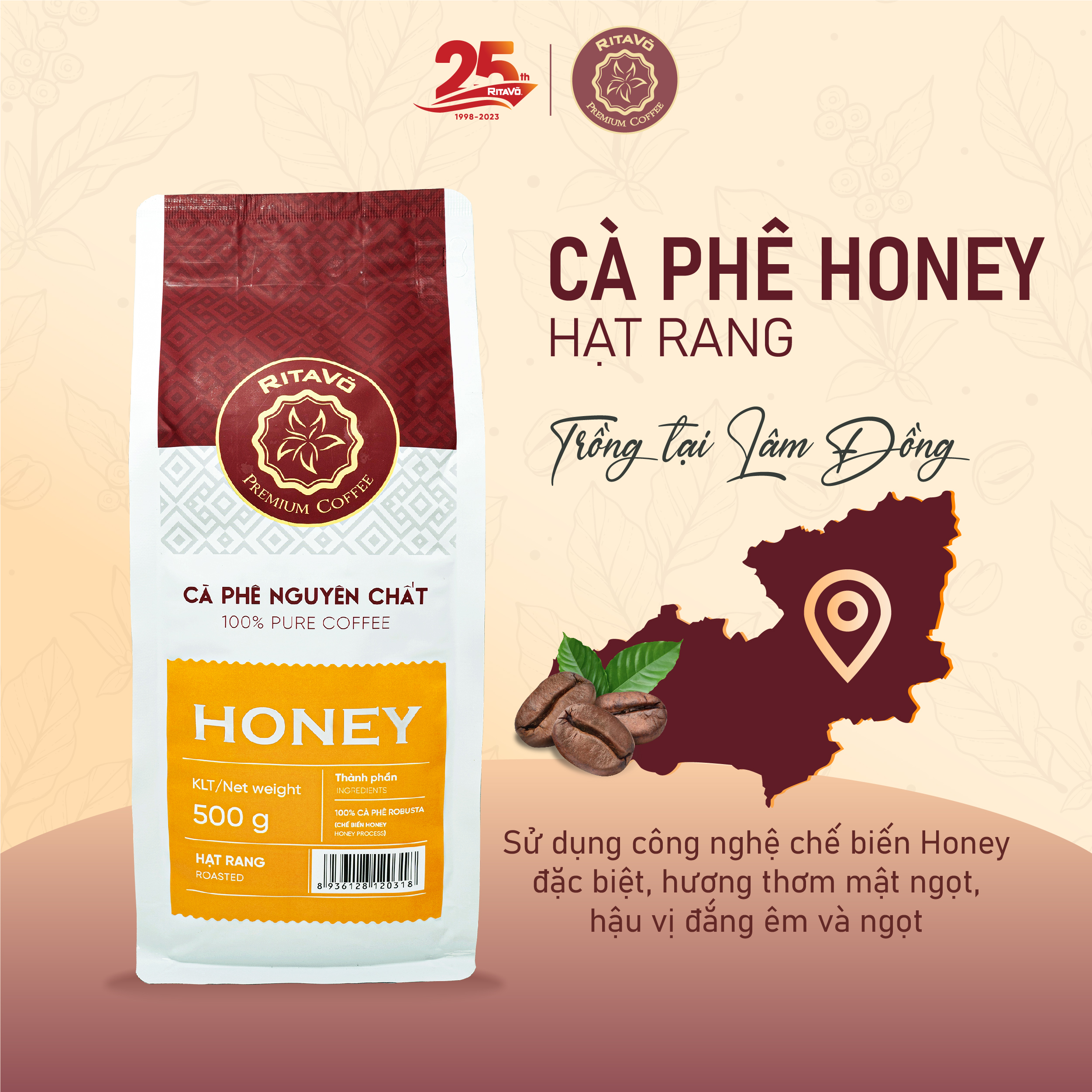 Cà phê hạt rang Rita Võ Cafe Honey 500g