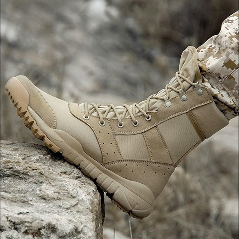 Mùa Hè Chiến Đấu Boot Nam Nữ Leo Núi Huấn Luyện Nhẹ Chống Nước Chiến Thuật Giày Đi Bộ Đường Dài Lưới Quân Đội Giày Color: Black Mesh Shoe Size: 39
