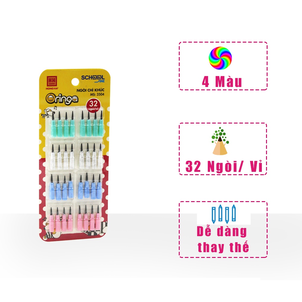 Ruột Bút Chì Khúc HB Nhiều Màu HH | Ngòi Bút Chì Đốt Thay Thế Tiết Kiệm – 3504 Cho Nét Vẽ Đều, Mịn, Bền Màu, Không Lem Nhòe, Dễ Dàng Tẩy Sạch.