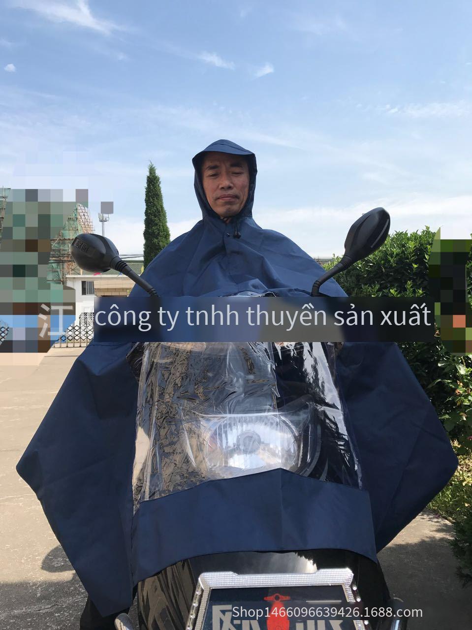 Phong cách mới nhất của Thượng Hải đôi tiền thương hiệu xe máy xe điện tăng và dày Vải Oxford áo mưa đơn dành cho người lớn poncho