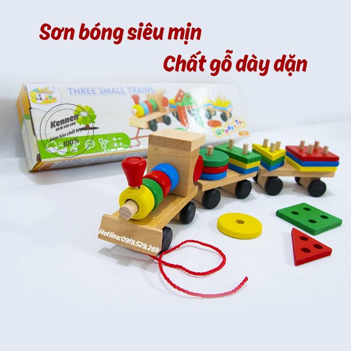 Xe lửa thả hình khối 3D Montessori phát triển tư duy