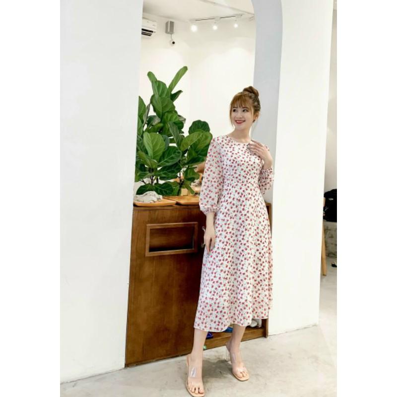 ĐẦM MIDI HOA TAY PHỒNG