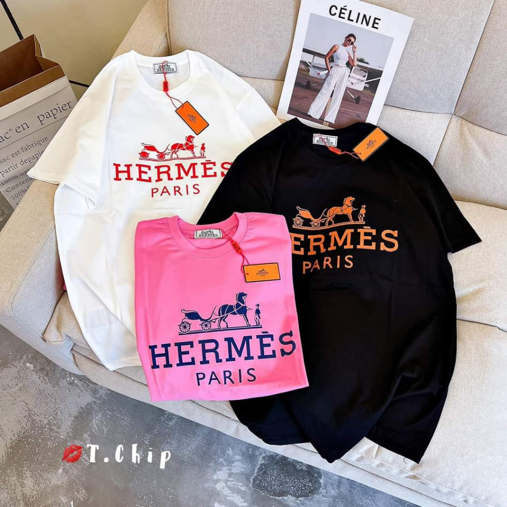 Chia sẻ: 0 Áo Phông Tay Lỡ Form Over Size Nam Nữ Chất Cotton 100% 3158 In Hình Logo Hermes Paris Trước Áo
