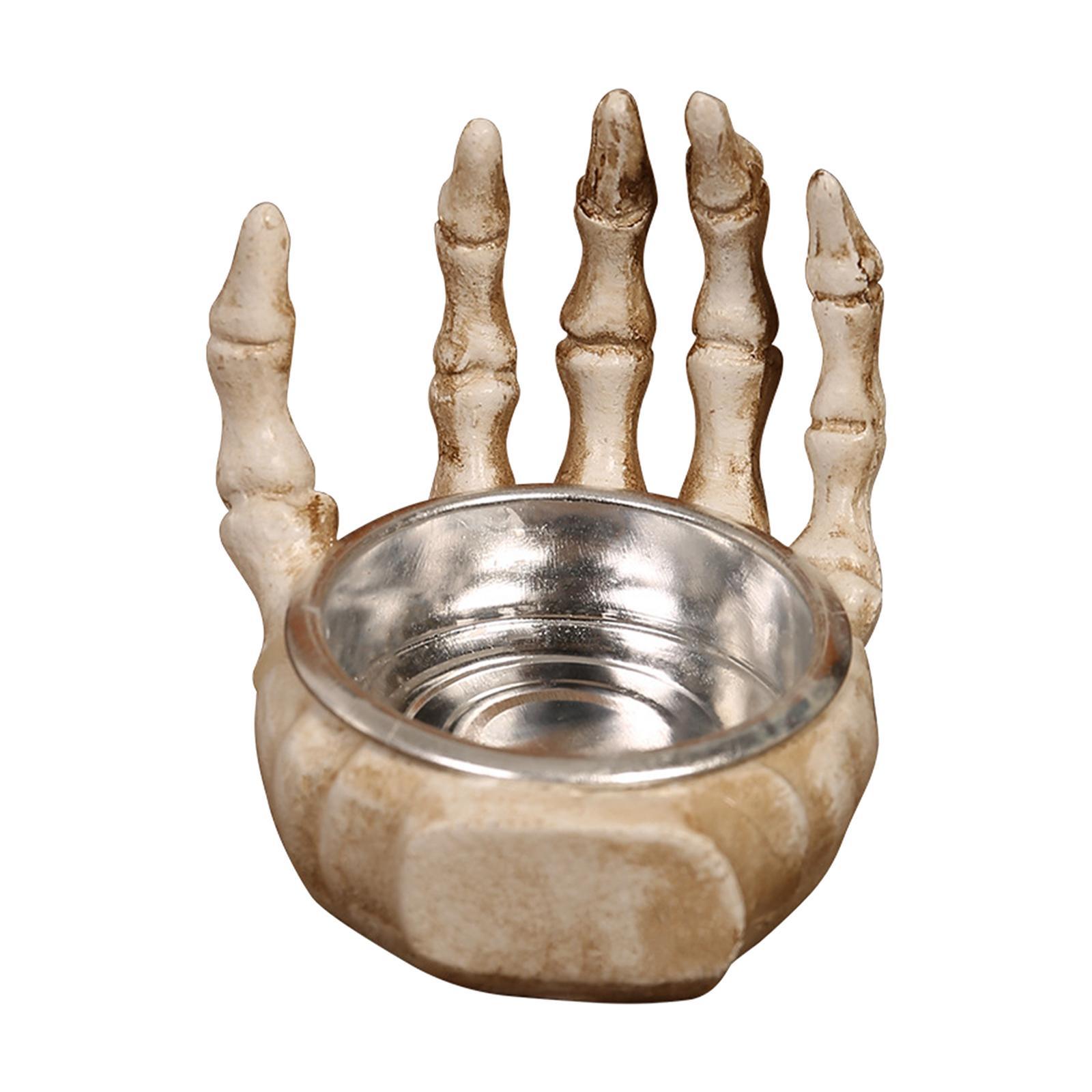 Halloween Skulls Candle Holder Candle Stand Human Skeleton Pillar Candle Holder for Haunted House Spooky Bar Holiday Table Centerpiece Party