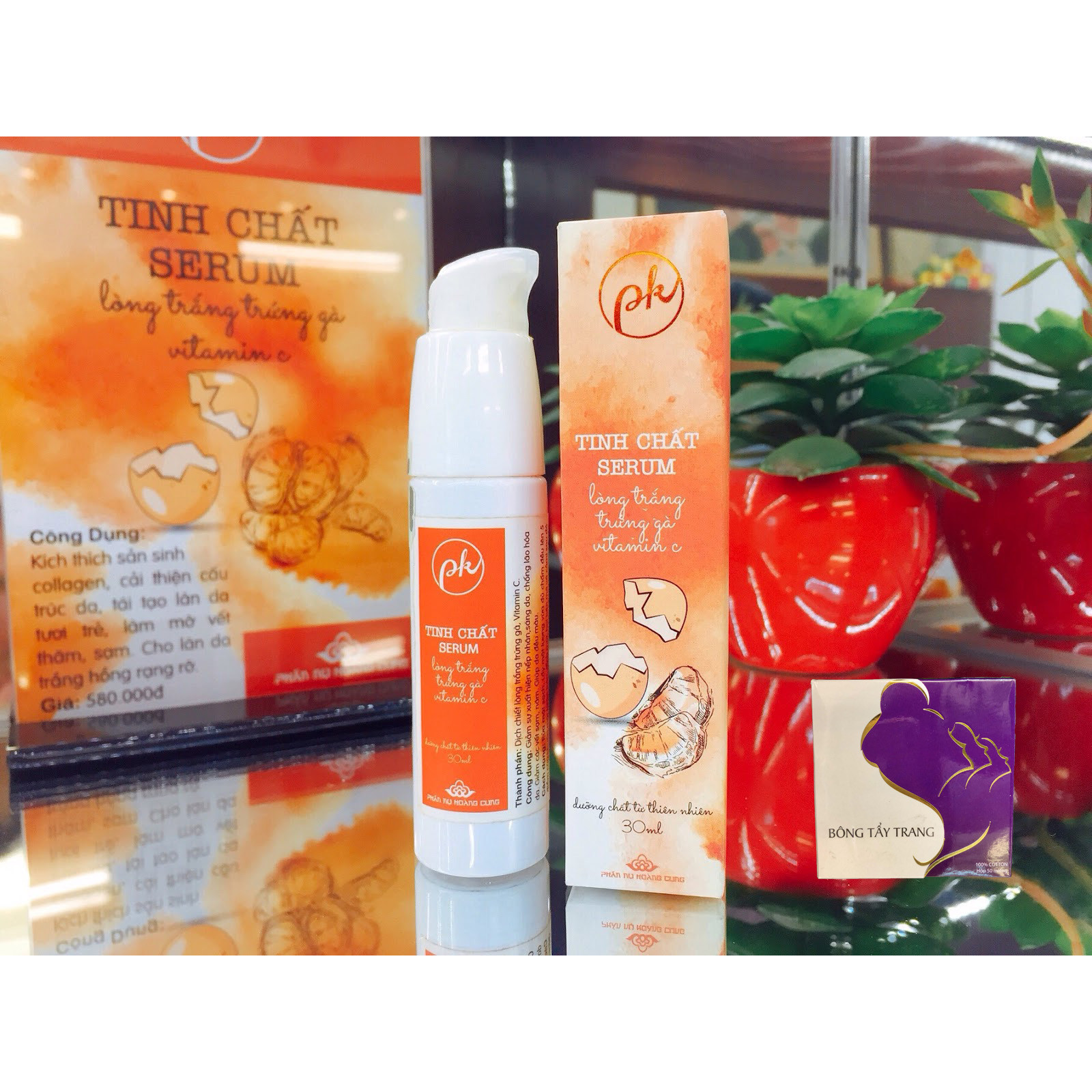 Tinh Chất Serum Vitamin C PK - Bí Quyết Sáng Da, Chống Lão Hóa Da + Tặng Kèm 1 Hộp Bông Tẩy Trang 50 Miếng - Hàng Chính Hãng.