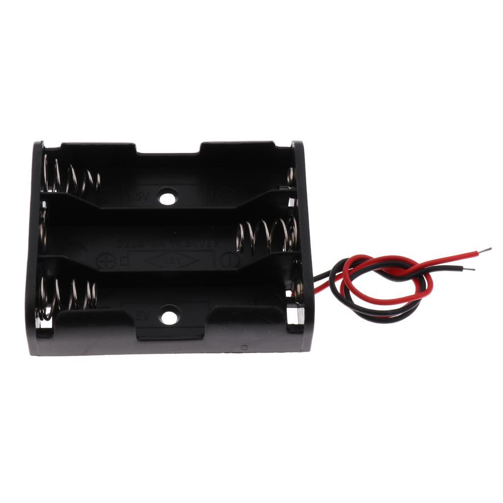 10x Plastic Battery Holder Box Storage Case Set with Wire for AA Battery