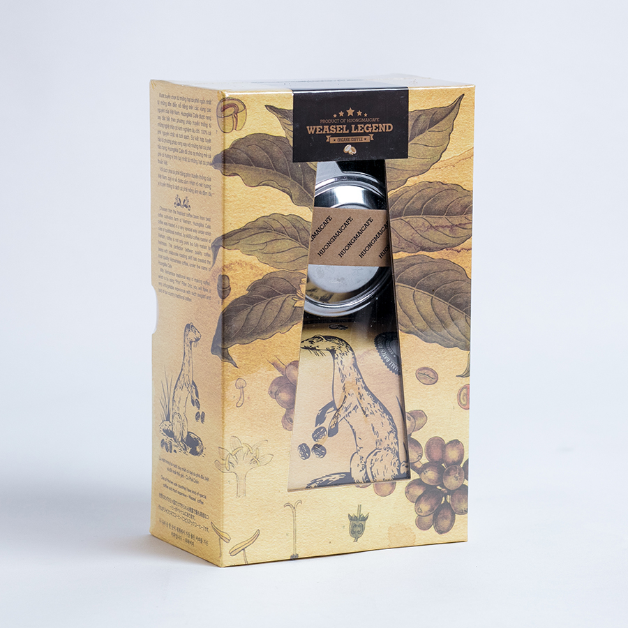 Cà Phê Chồn Arabica Nguyên Chất 100% Hương Mai Cafe Weasel Legend Coffee Gift Box (Oganic) - Thích Hợp Làm Quà Biếu Tặng Gồm 01 Gói Cà Phê Dạng Bột 250g + 01 Phin Inox Cao Cấp