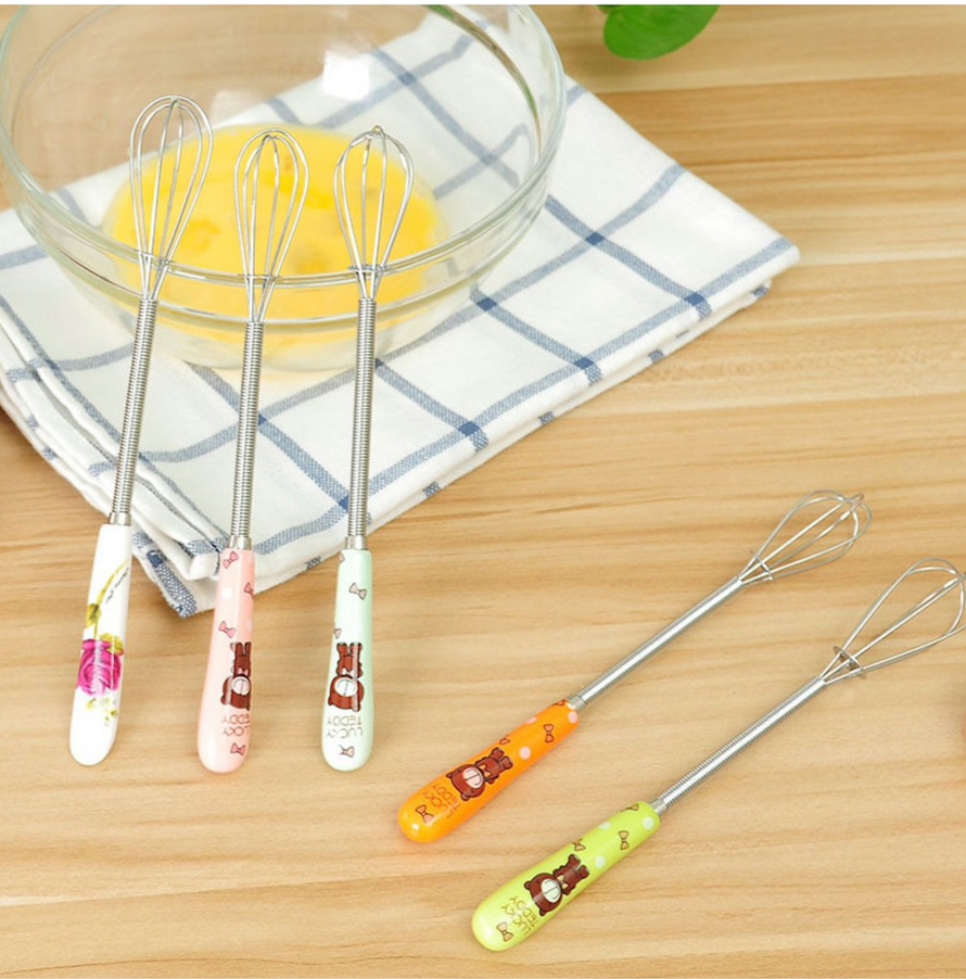 Cây đánh trứng mini hàng cao cấp - Chất liệu inox cán sứ đẹp độc đáo