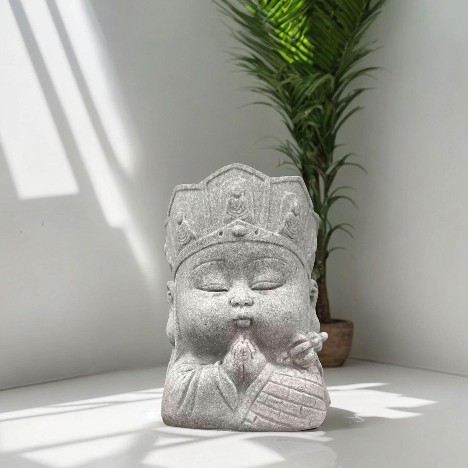 Buddha Monk Statue Tea Pet Ornament Ornament Antique Buddha Sculpture Sitting Buddha Statue for Office Tabletop Indoor Outdoor Car Dashboard