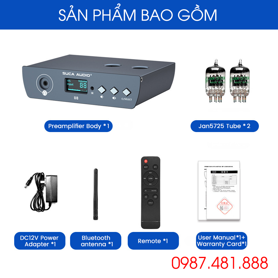 Pre đèn kiêm giải mã âm thanh Suca Audio U8 - Tặng dây AV xịn - Hàng Chính Hãng