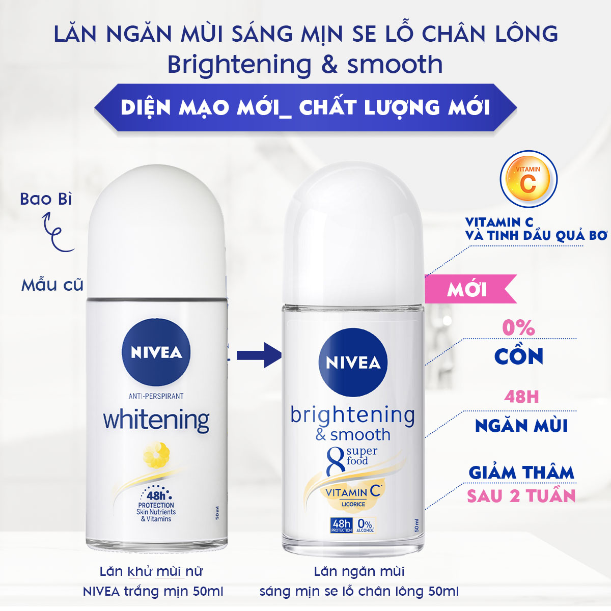 Lăn Ngăn Mùi NIVEA Sáng Mịn | Mờ Thâm | Se Khít Lỗ Chân Lông (50 ml) - 81644