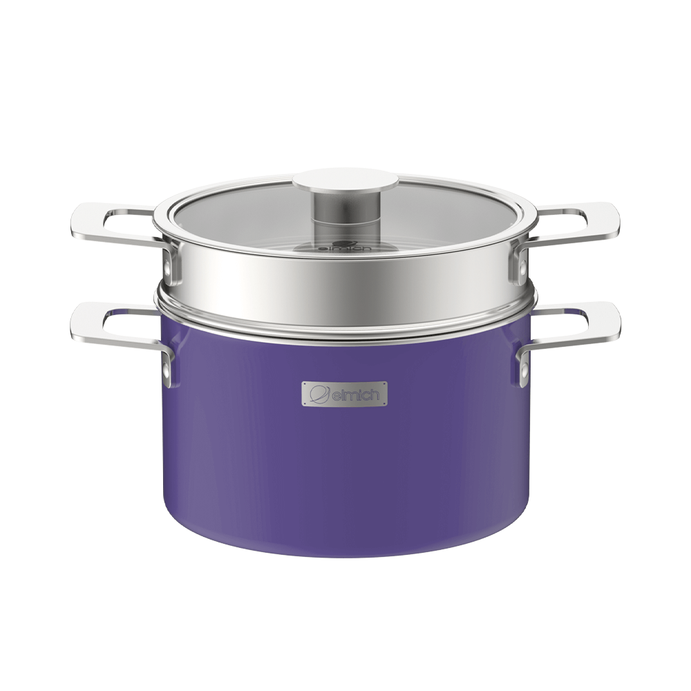 Bộ nồi Inox liền khối Elmich Hera EL-8197 size 18, nồi hấp 22, chảo 26cm