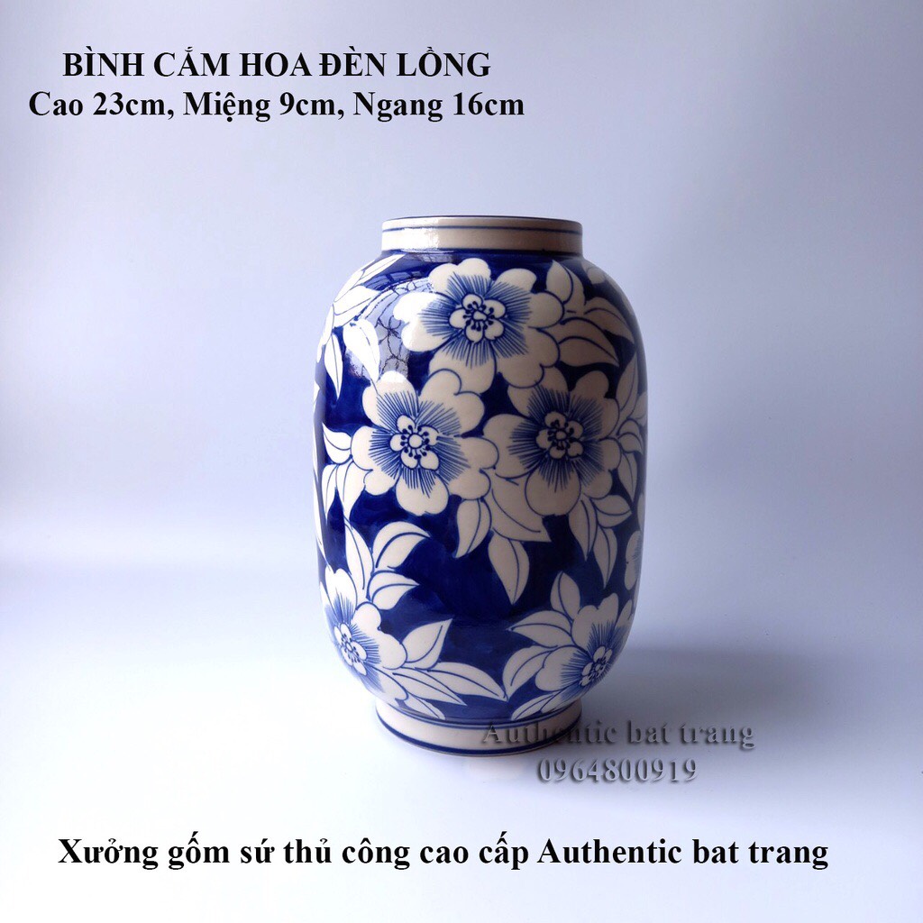 Bình cắm hoa, trang trí vẽ và vuốt tay thủ công 100% - Gốm sứ bát tràng chính hãng
