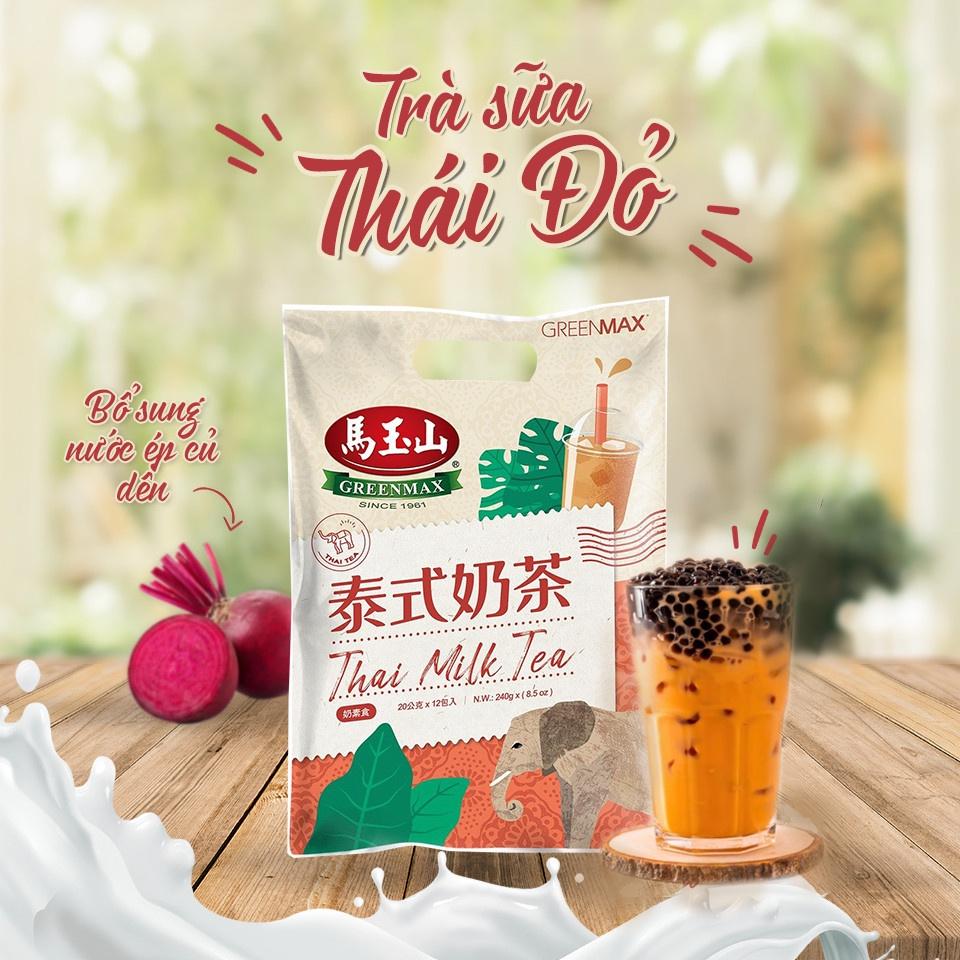 Trà sữa Thái Đỏ Greenmax ít Calories uống liền 240gr ( 12 gói/ 1 túi)- Thai MilkTea