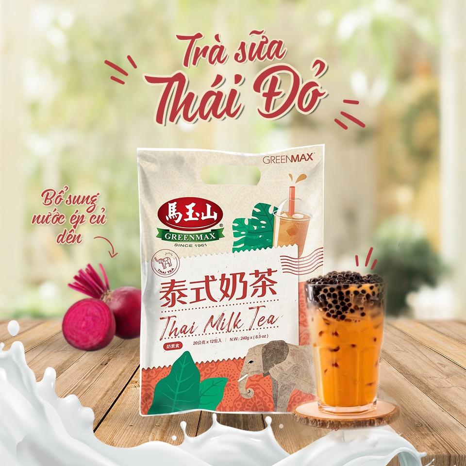 Trà sữa Thái Đỏ Greenmax ít Calories uống liền 240gr ( 12 gói/ 1 túi)- Thai MilkTea