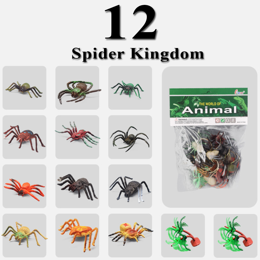 Bộ 12 ĐỒ CHƠI NHỆN GIẢ như thật (5-7 cm) MÔ HÌNH NHỆN NHỰA Spider chọc ghẹo troll bạn hù dọa Halloween Spiderman